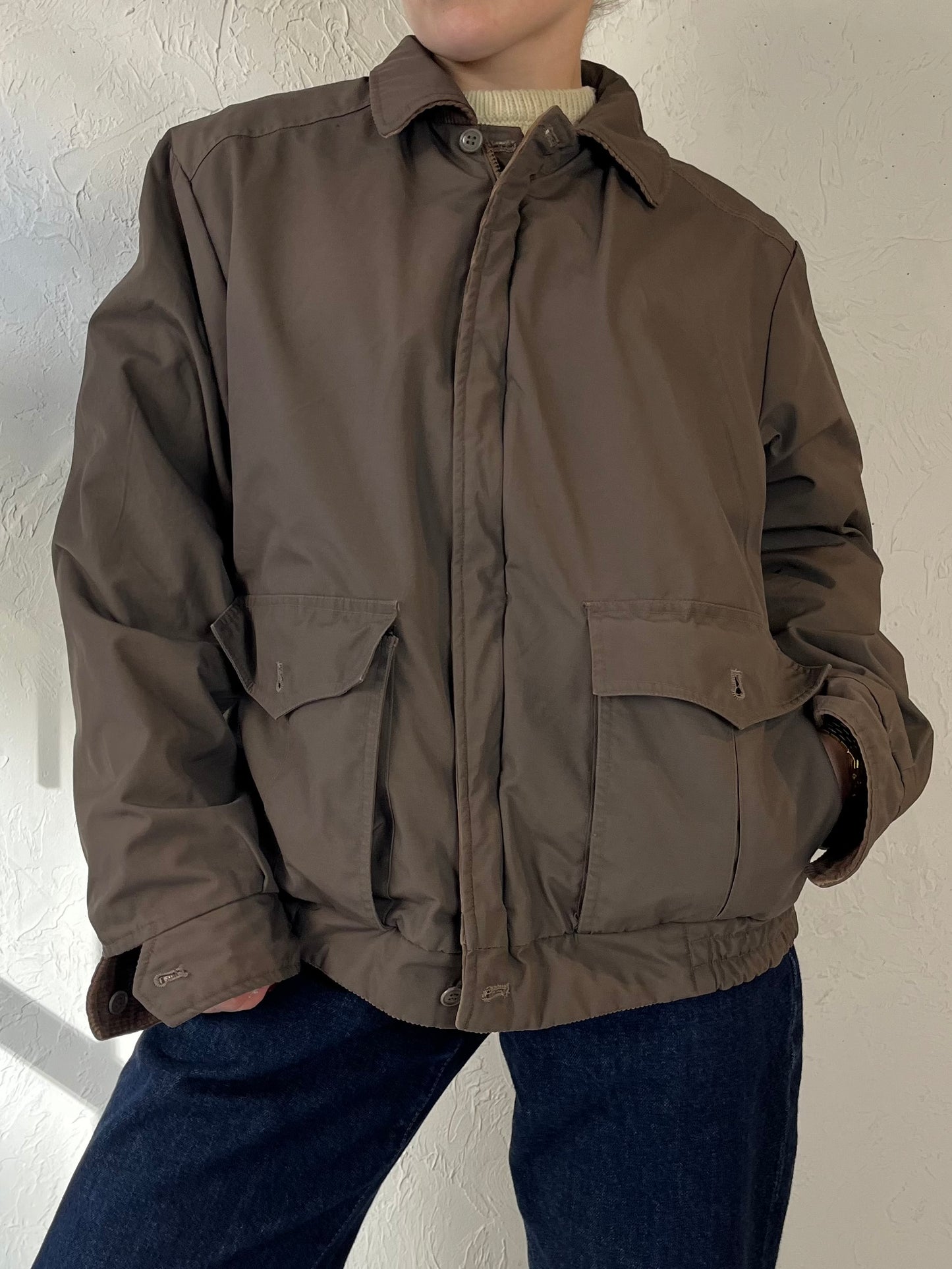 90s ‘Sport Crest’ Brown Corduroy Reversible Bomber / Medium