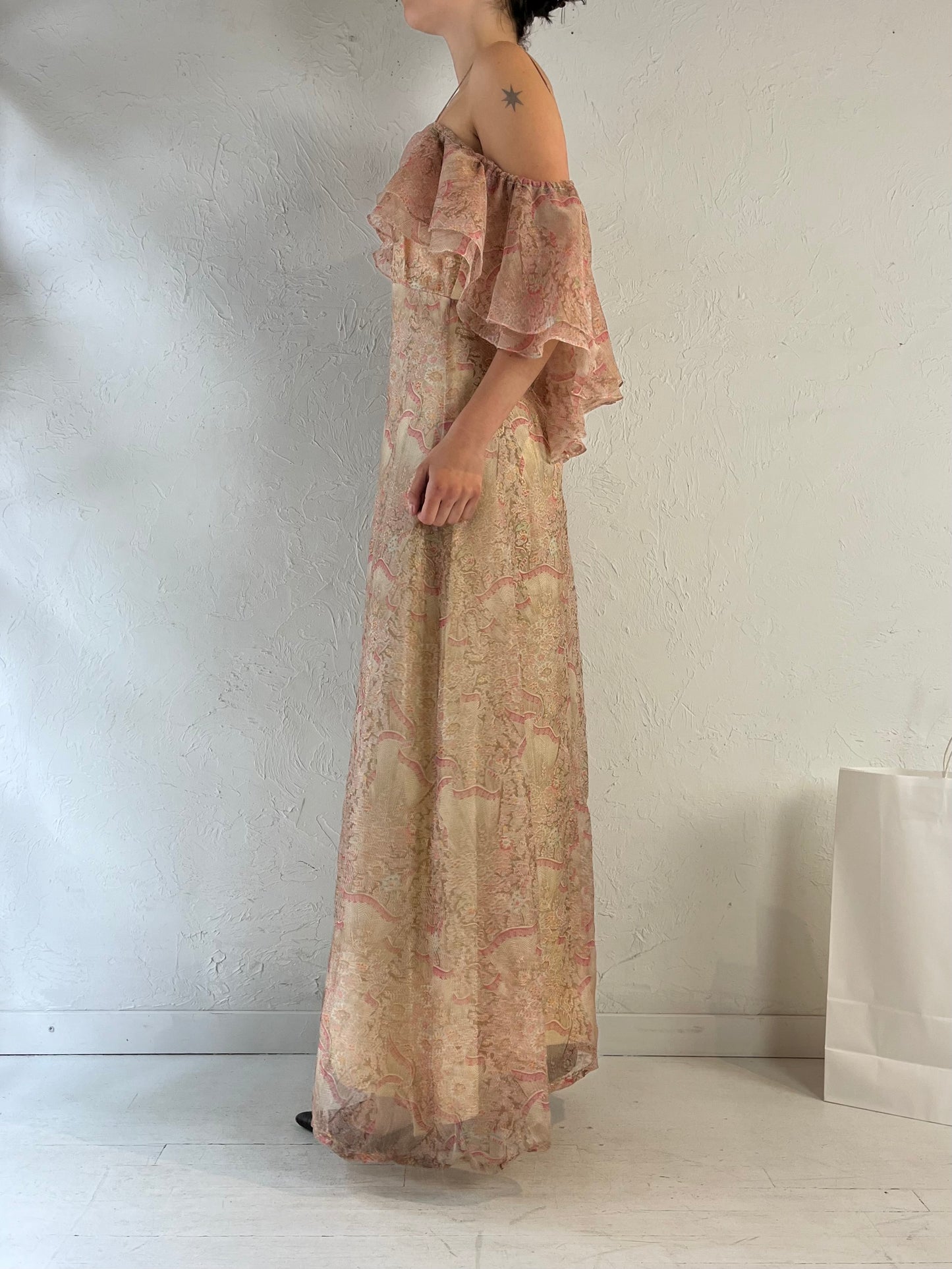 Vintage Handmade Pale Pink Formal Dress / Small