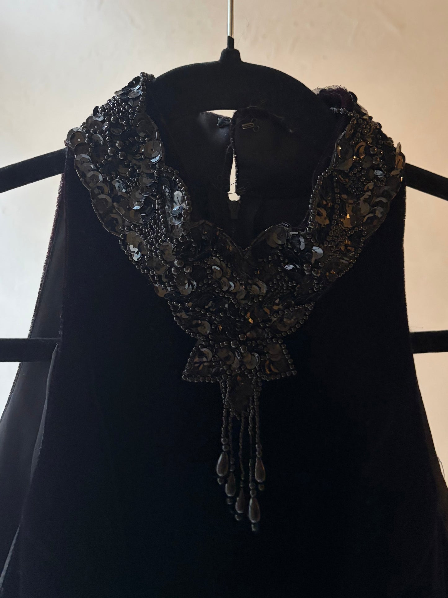 90s 'Jump' Black Velvet Formal Dress / Medium