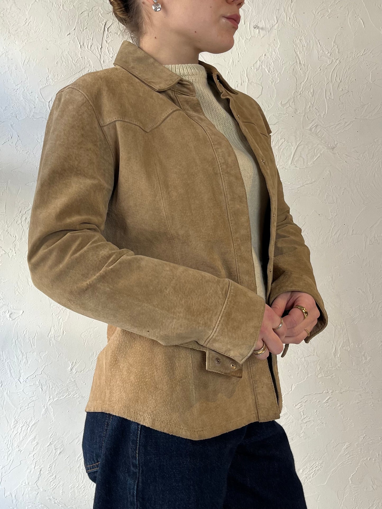 Y2K ‘For Joseph’ Snap Up Tan Suede Jacket / Medium