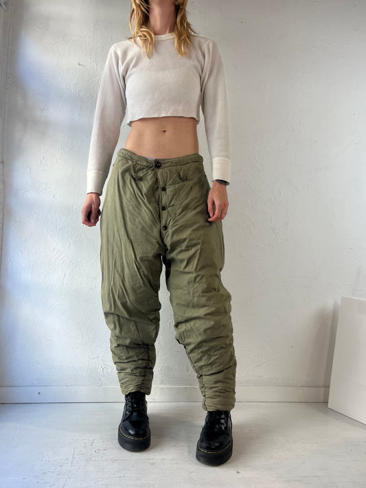 Vintage Army Green Quilted Pants / Medium