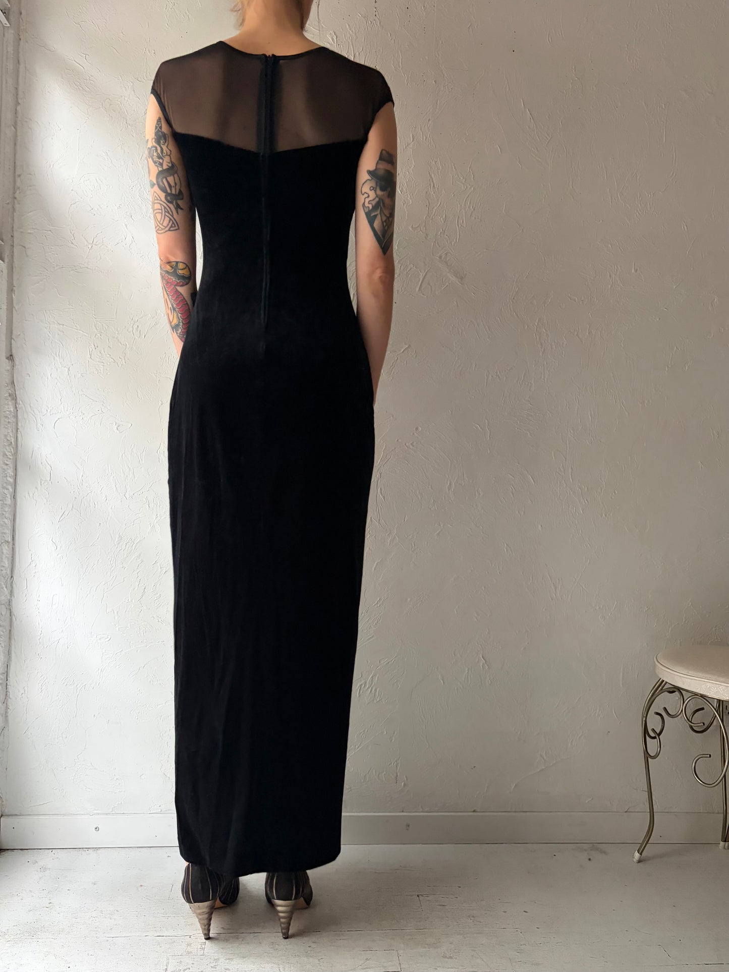 90s 'Speed' Black Velvet Dress / Small
