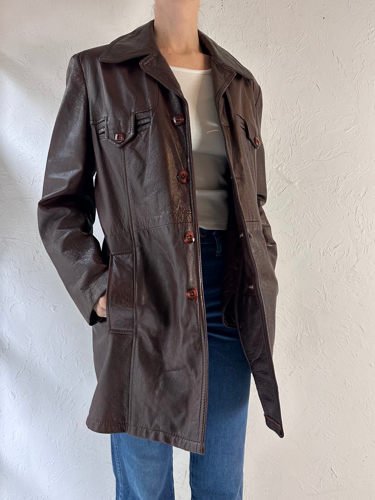 70s 'Sears' Burgundy Leather Jacket / Large