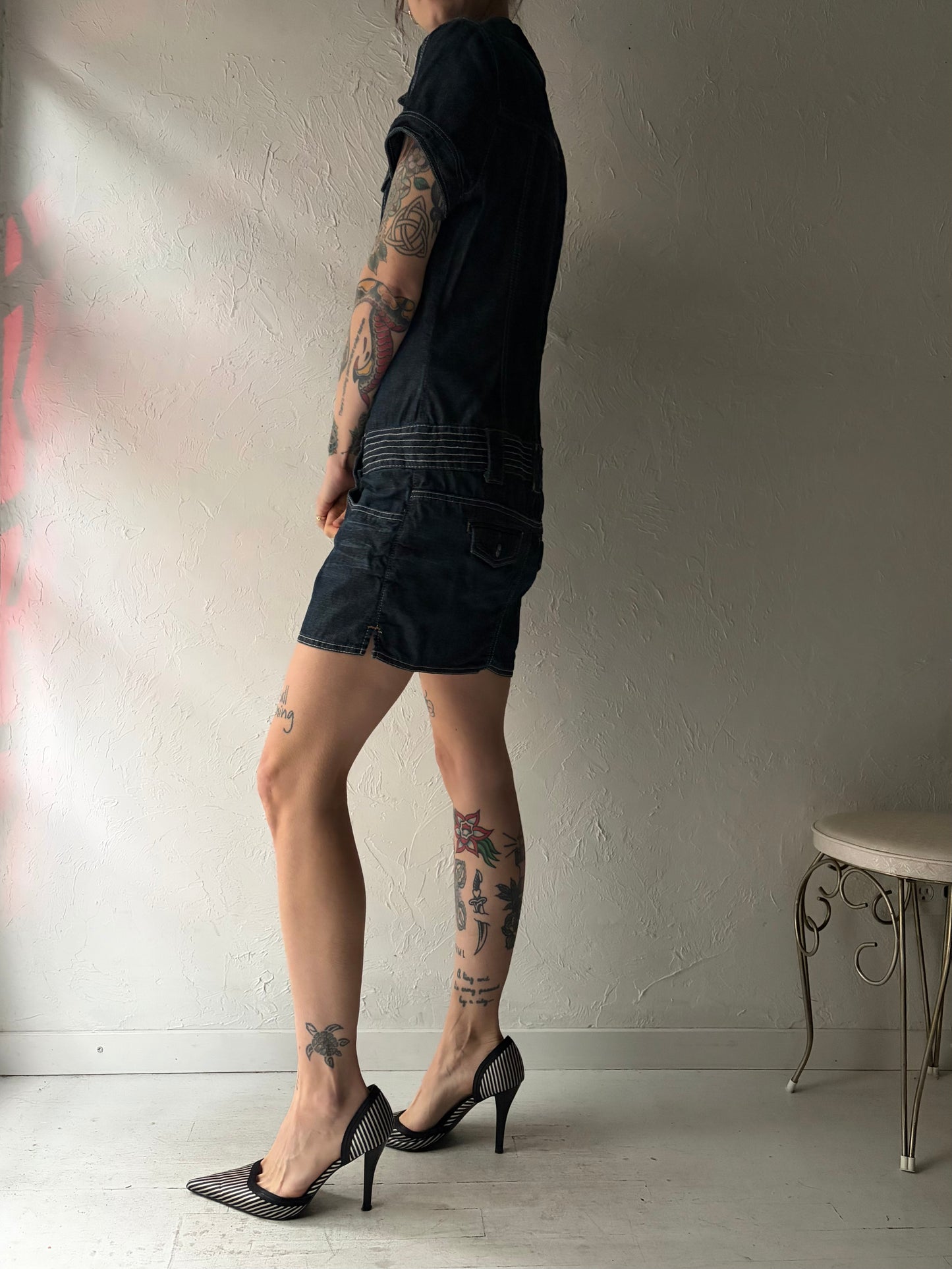 Y2k 'Guess' Dark Denim Mini Dress / Large