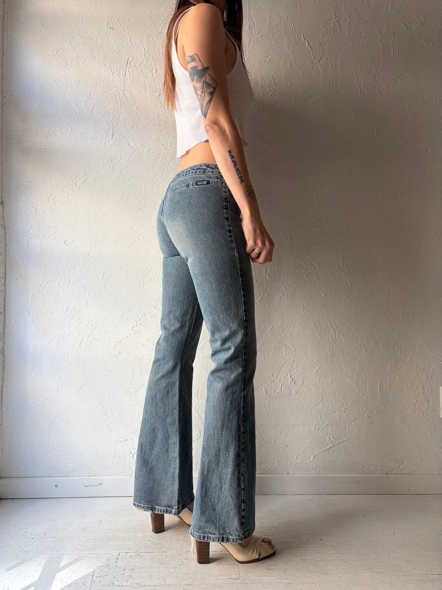 Y2k 'Silver' Low Rise Flare Stretch Jeans / 27
