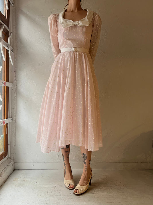 70s 'Junior Scene' Polka Dot Dress / Small
