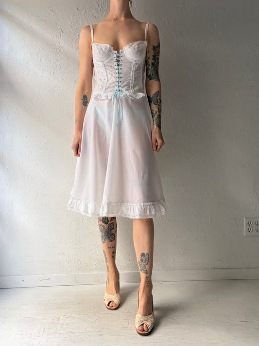 80s 'Miss Selfridge' White Western Cottage Core Summer Dress / Small