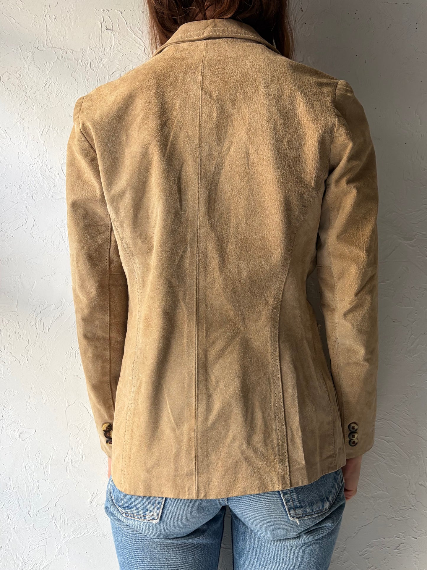 90s 'Johnathan Christopher' Suede Leather Blazer Jacket / Small