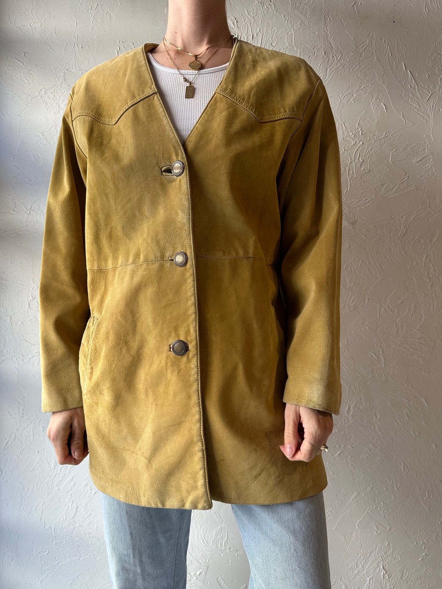 80s 'Danier' Tan Suede Oversized Leather Jacket / Small