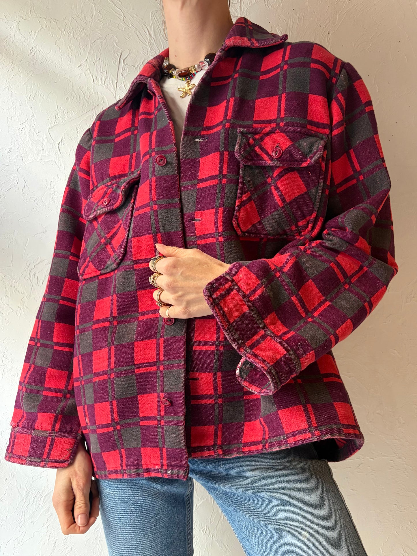 Vintage 'Champion' Cotton Flannel Jacket / Small