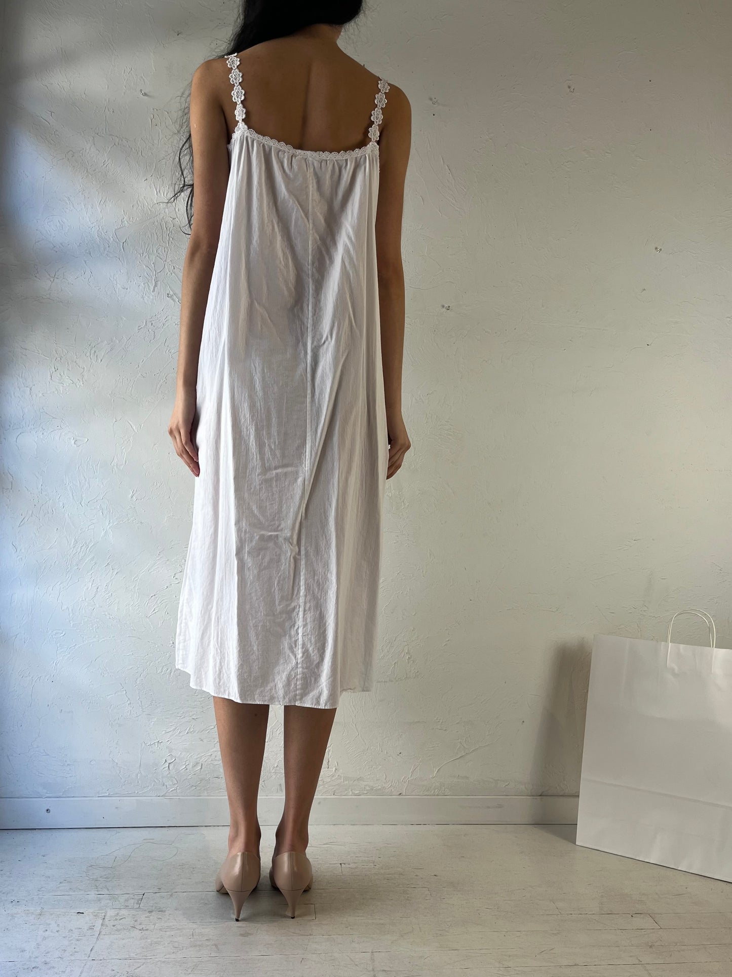 90s ‘Chaslyn’ White Cotton Dress / Medium