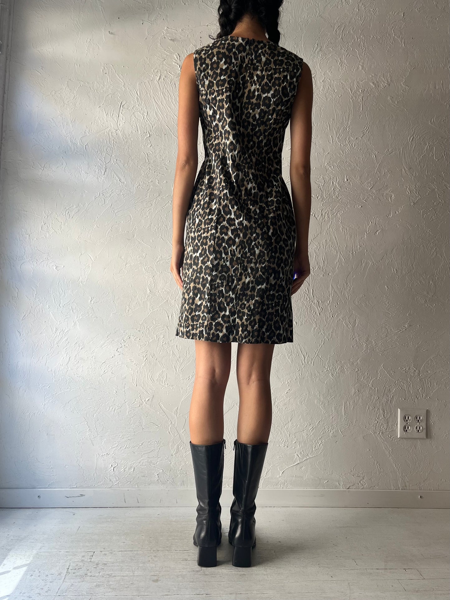90s 'Robbie Bee' Leopard Print Mini Dress / Small