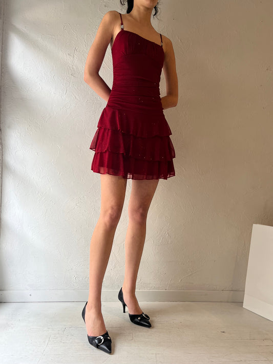 Y2K ‘Ruby Rox’ Red Ruffle Micro Mini Dress / Small