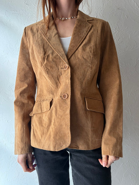 Y2k 'Chadwicks' Suede Leather Minimalist Blazer Jacket / Medium