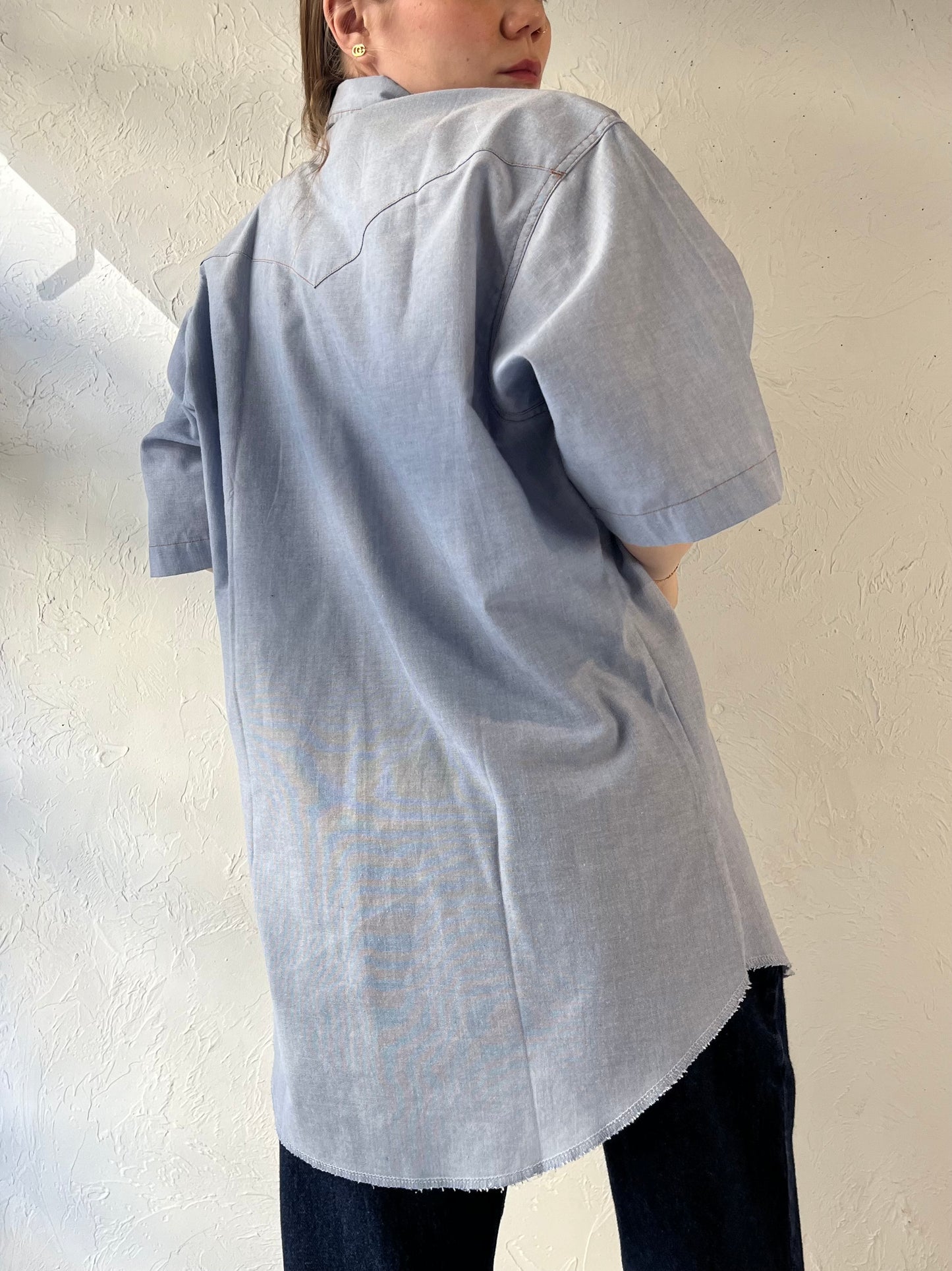 90s ‘Wrangler’ Short Sleeve Pearl Snap Shirt / Large