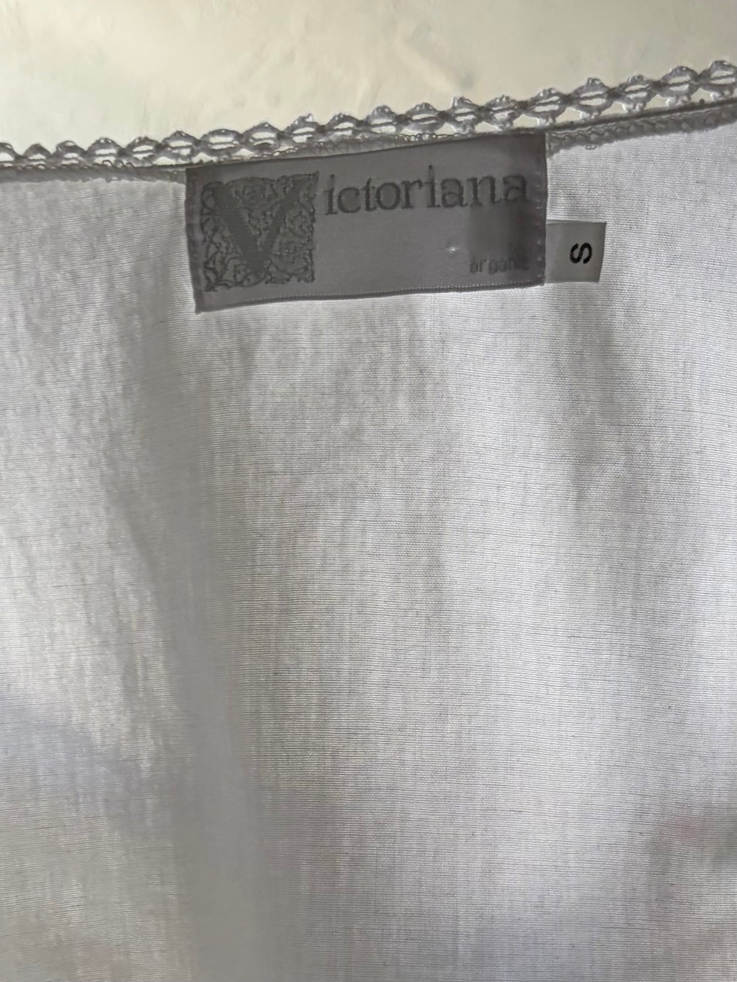 Vintage 'Victoriana' White Cotton Midi Dress / Small