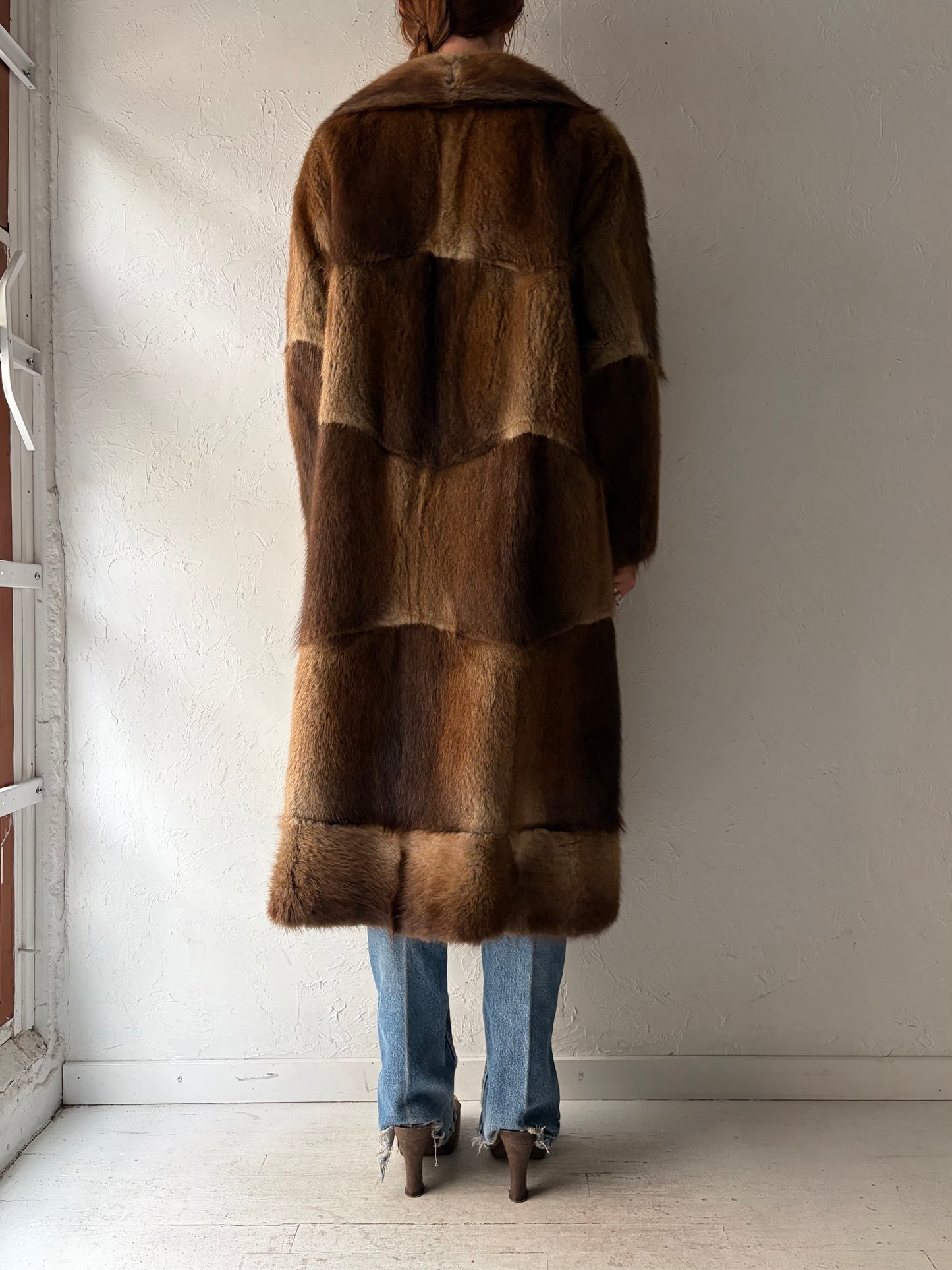 Vintage Authentic Fur Patchwork Coat / Medium