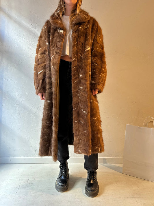 Vintage 'Echt Pelz' Brown Fur Trench Coat / Small