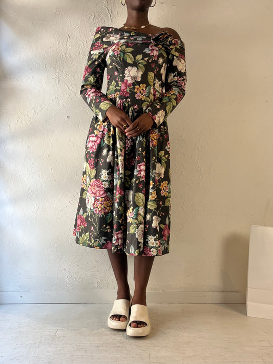 Vintage Handmade Floral Print Dress / Medium