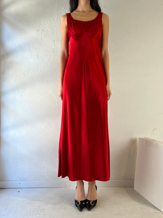 90s ‘Zum Zum’ Red Silky Formal Dress / Union Made / Medium