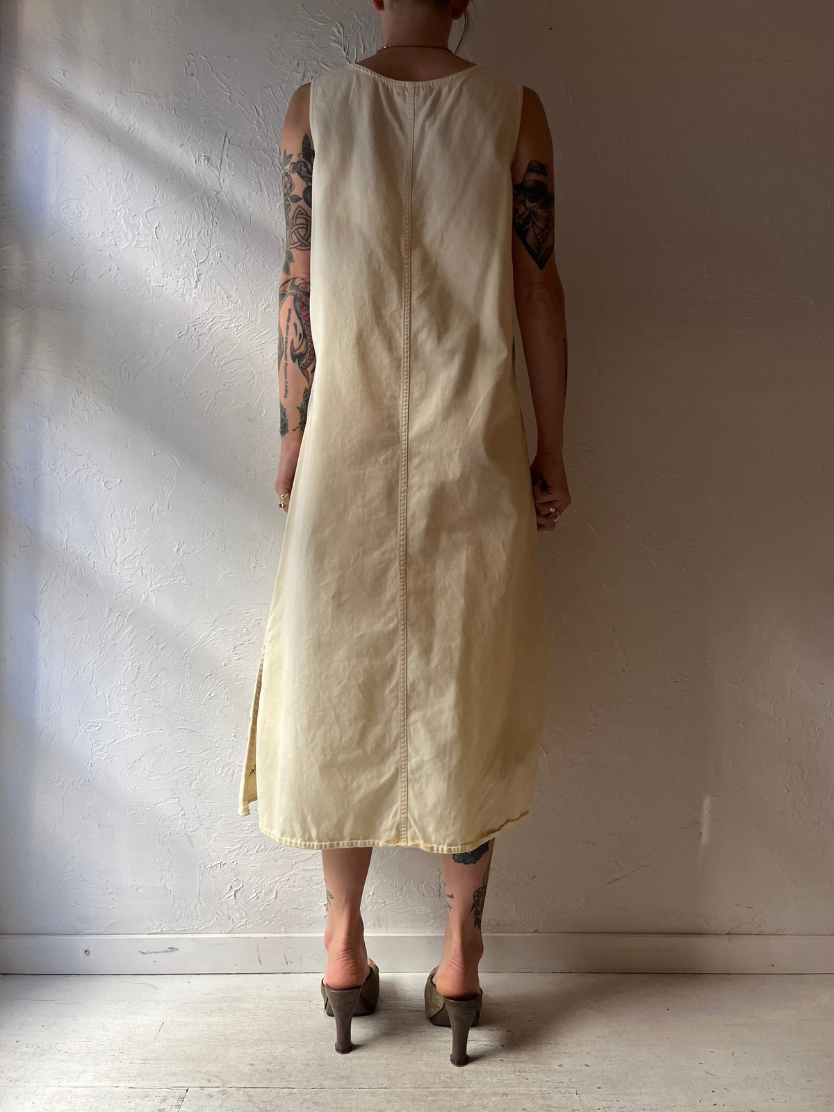 Y2k 'Edition' Yellow Flower Embroidered Cottagecore Maxi Summer Dress / Small