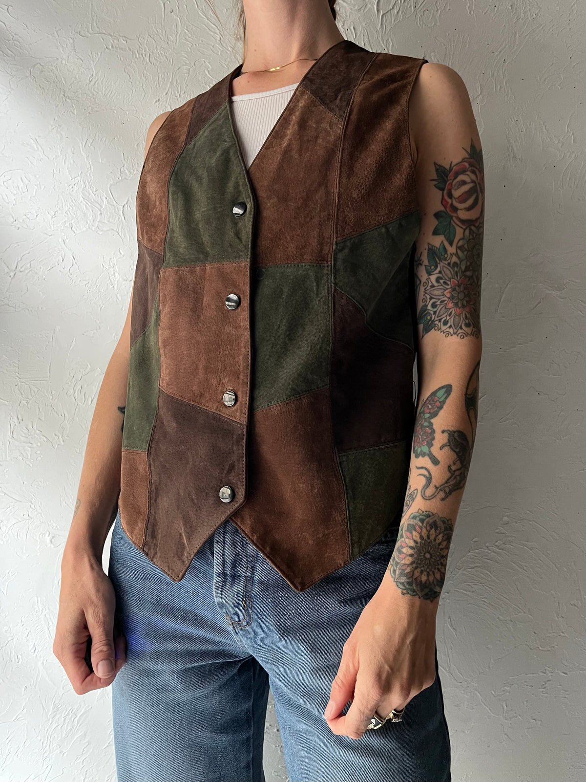 90s 'Bagatelle' Patchwork Suede Vest / Small