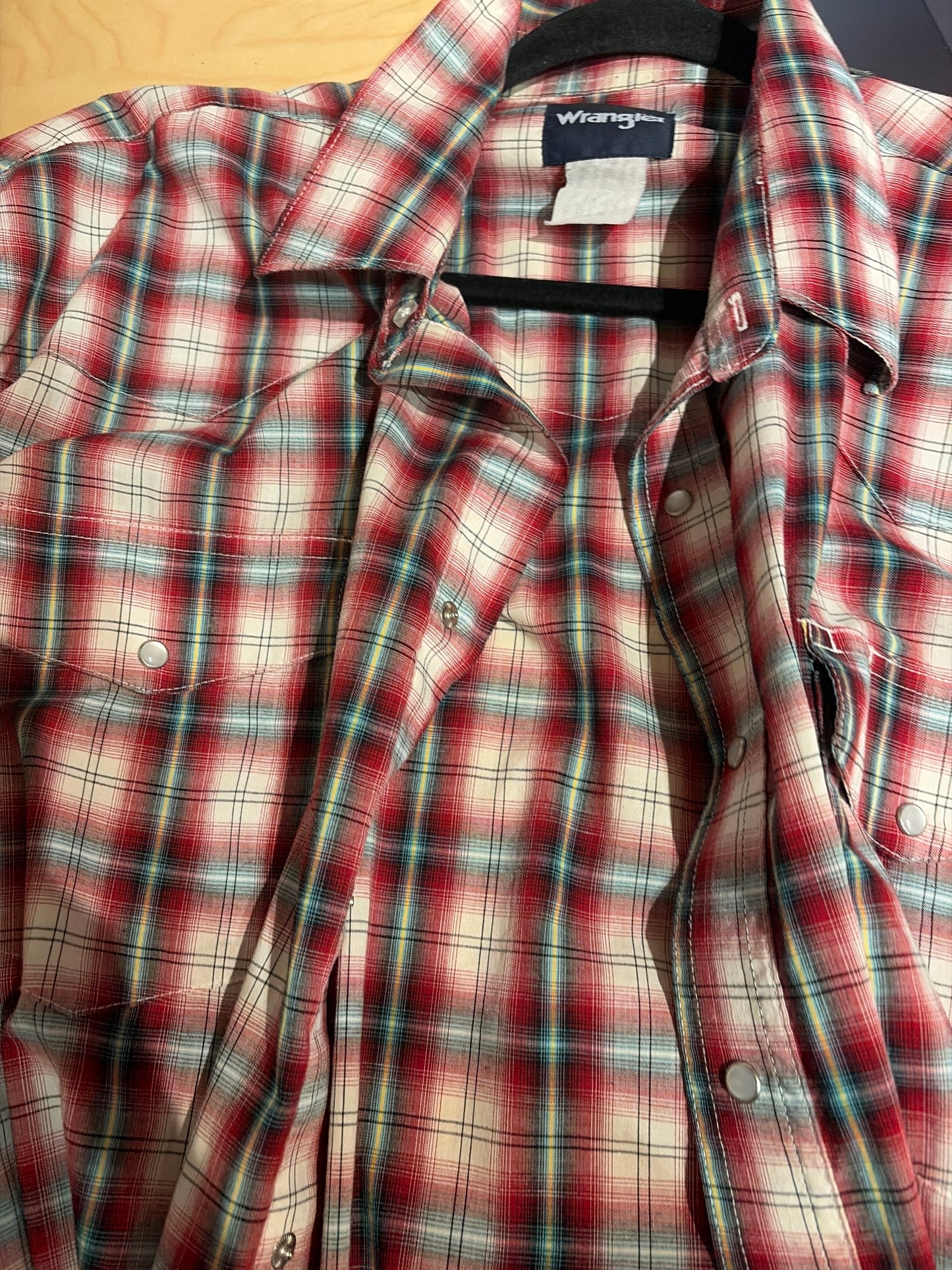 Y2k 'Wrangler' Red Plaid Snap up Western Shirt / XL