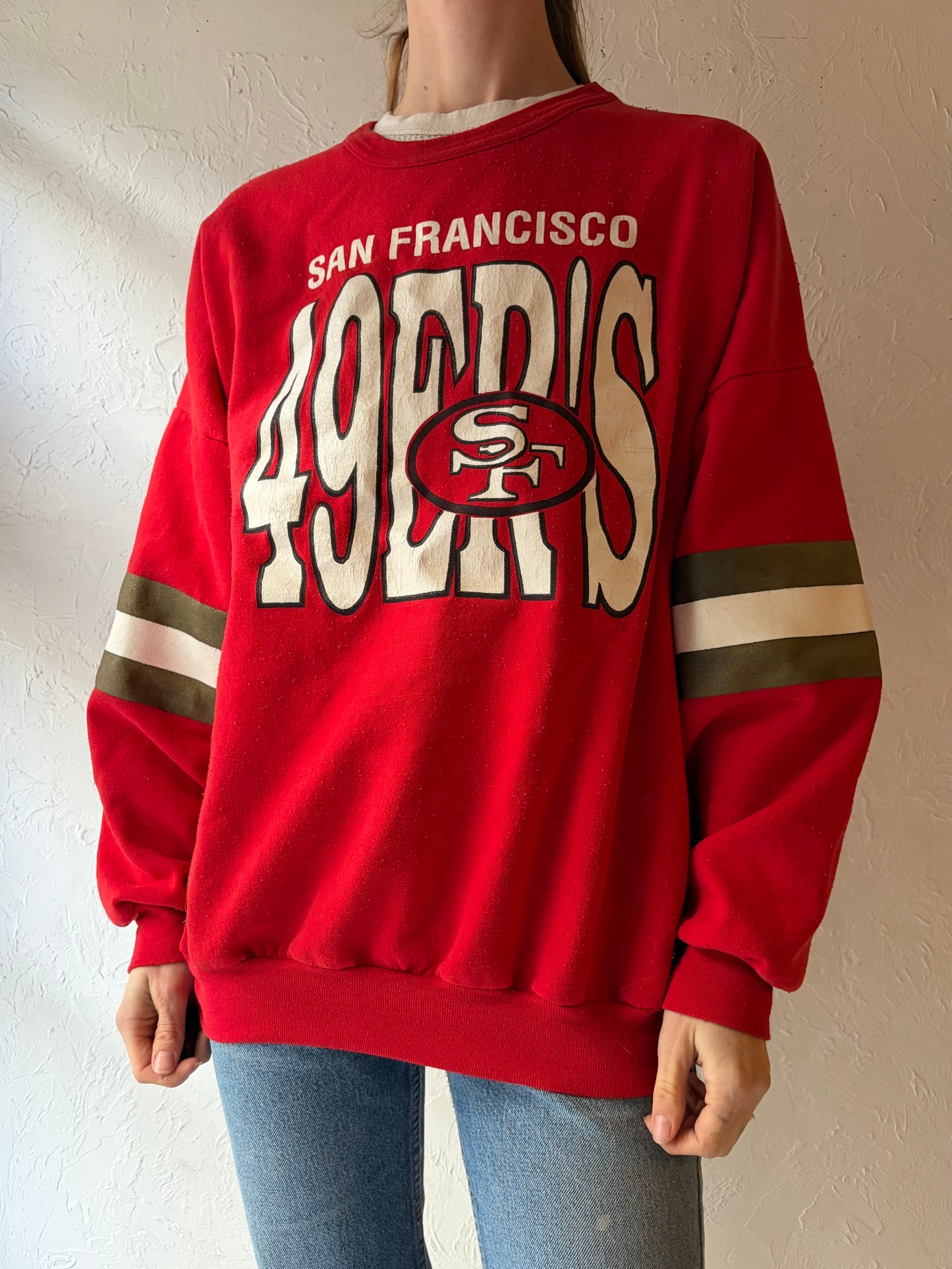 90s '49ER’S’ NFL' Red Crew Neck Sweatshirt / XL