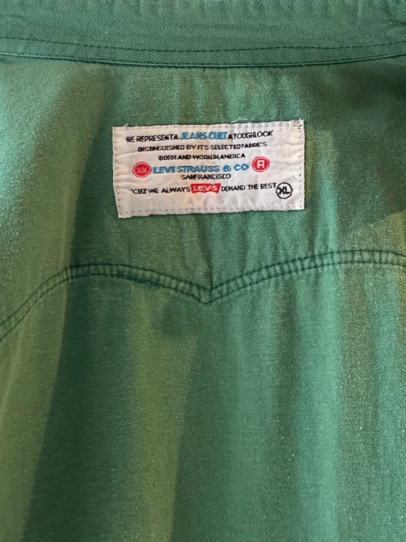 90s 'Levi's' Green Button-Up Western-Style Shirt / X-Large