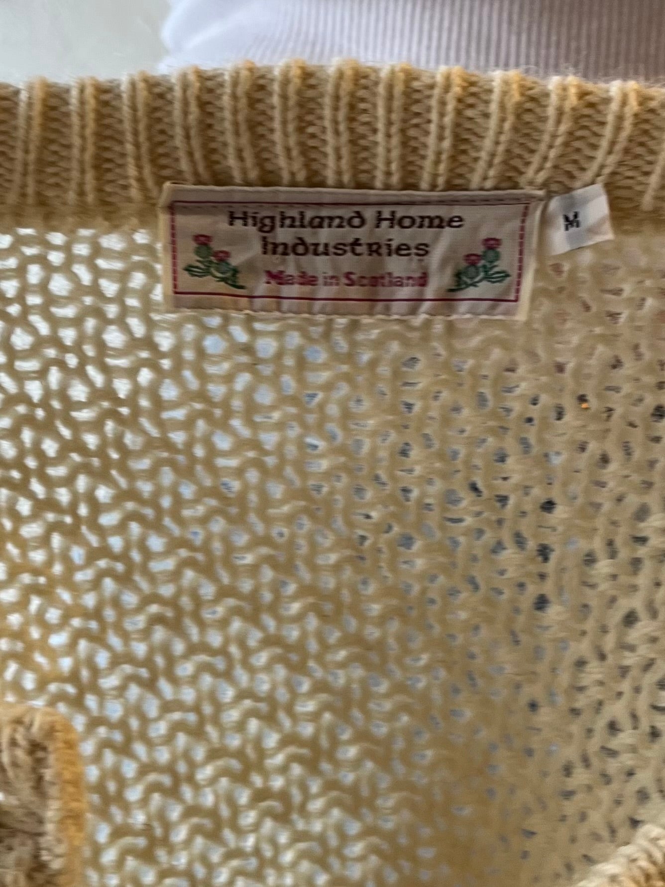 Vintage ‘Highland Home’ Cream Cable Knit Cardigan Sweater / Medium