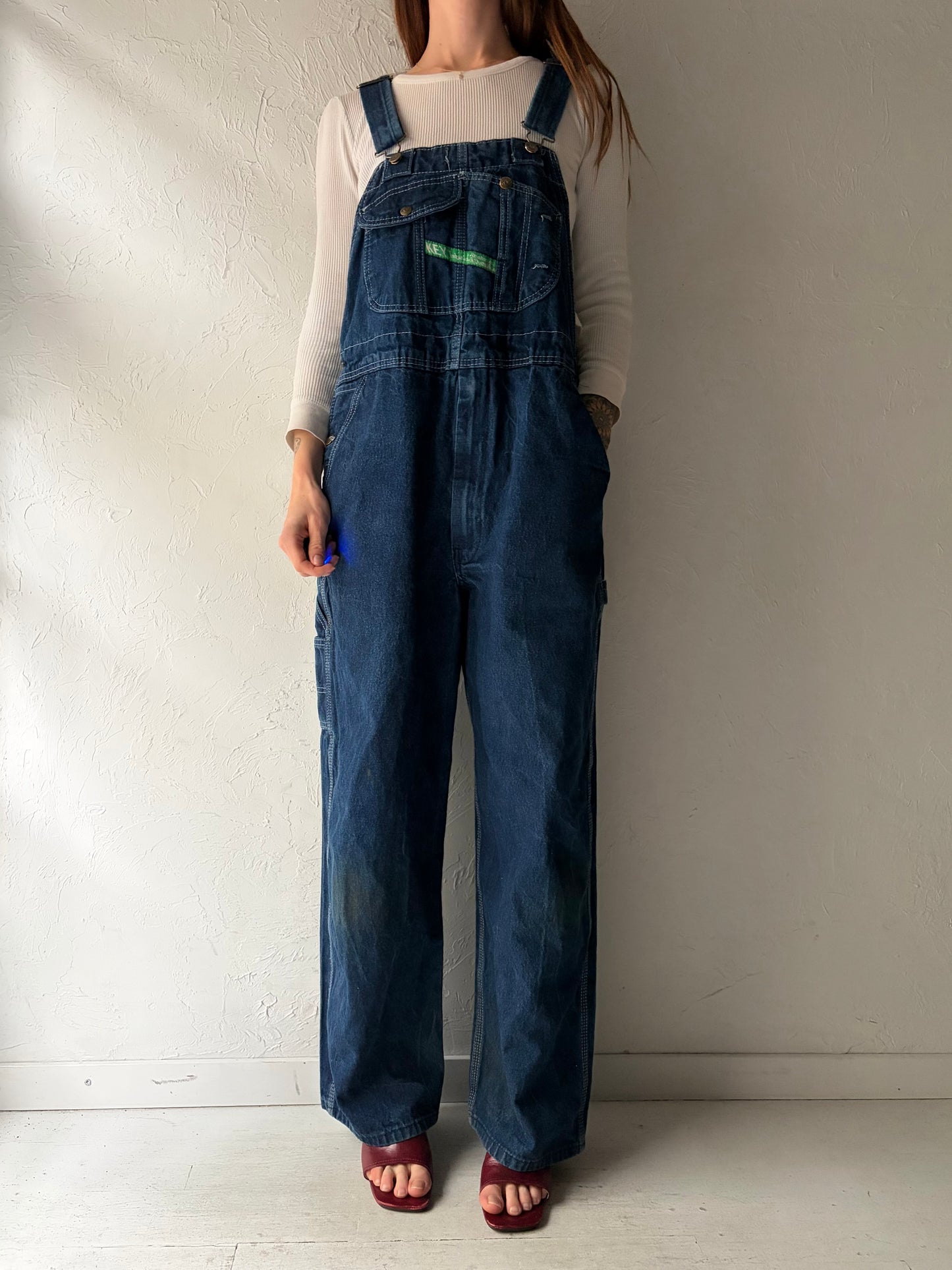 Vintage 'Key' Dark Wash Denim Work Wear Overalls / XL
