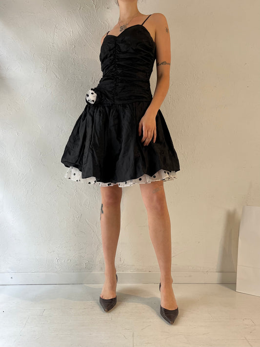 80s 'Steppin Out' Black Party Dress / Medium