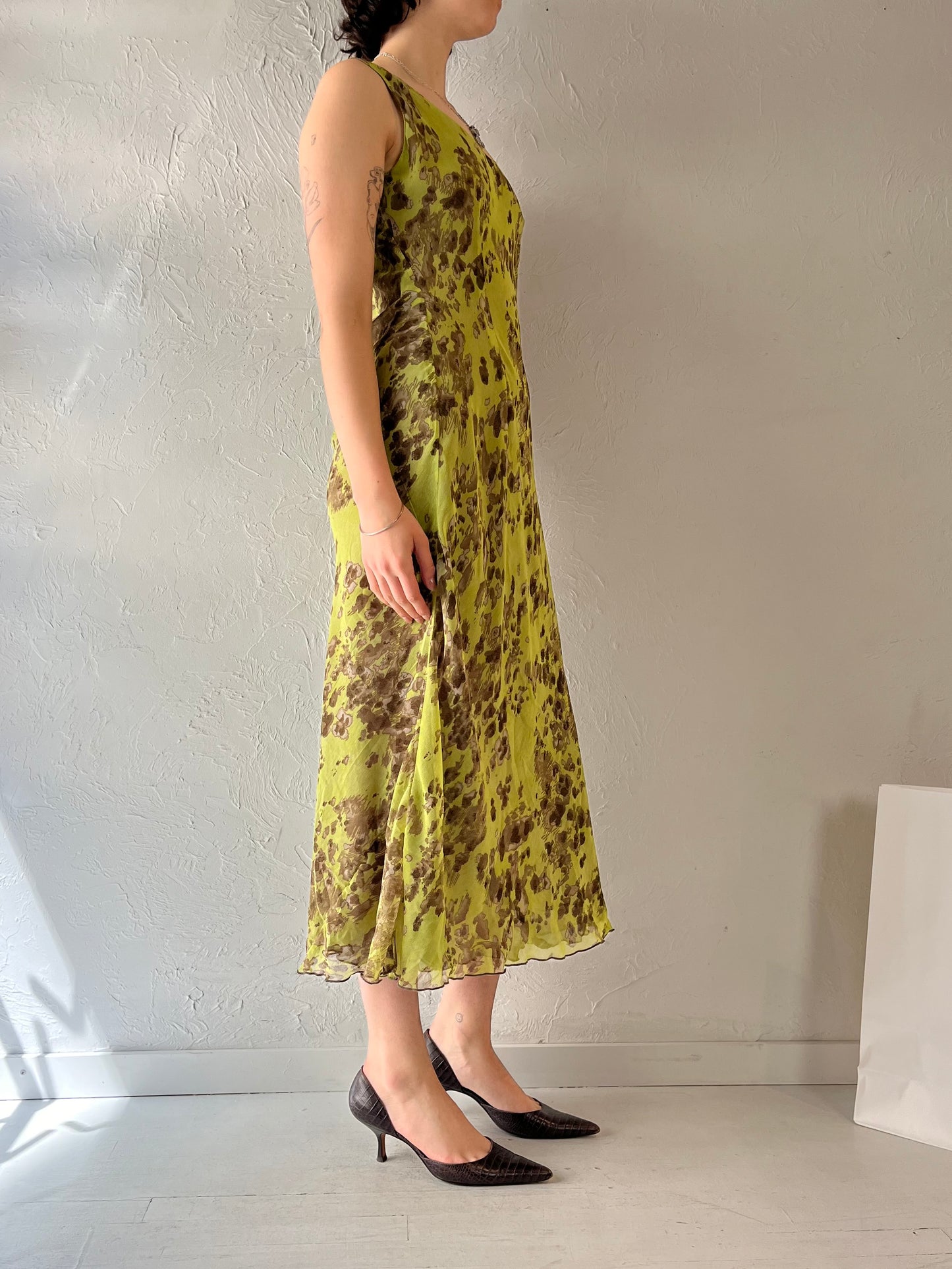 Vintage Green Sleeveless Midi Dress / Medium