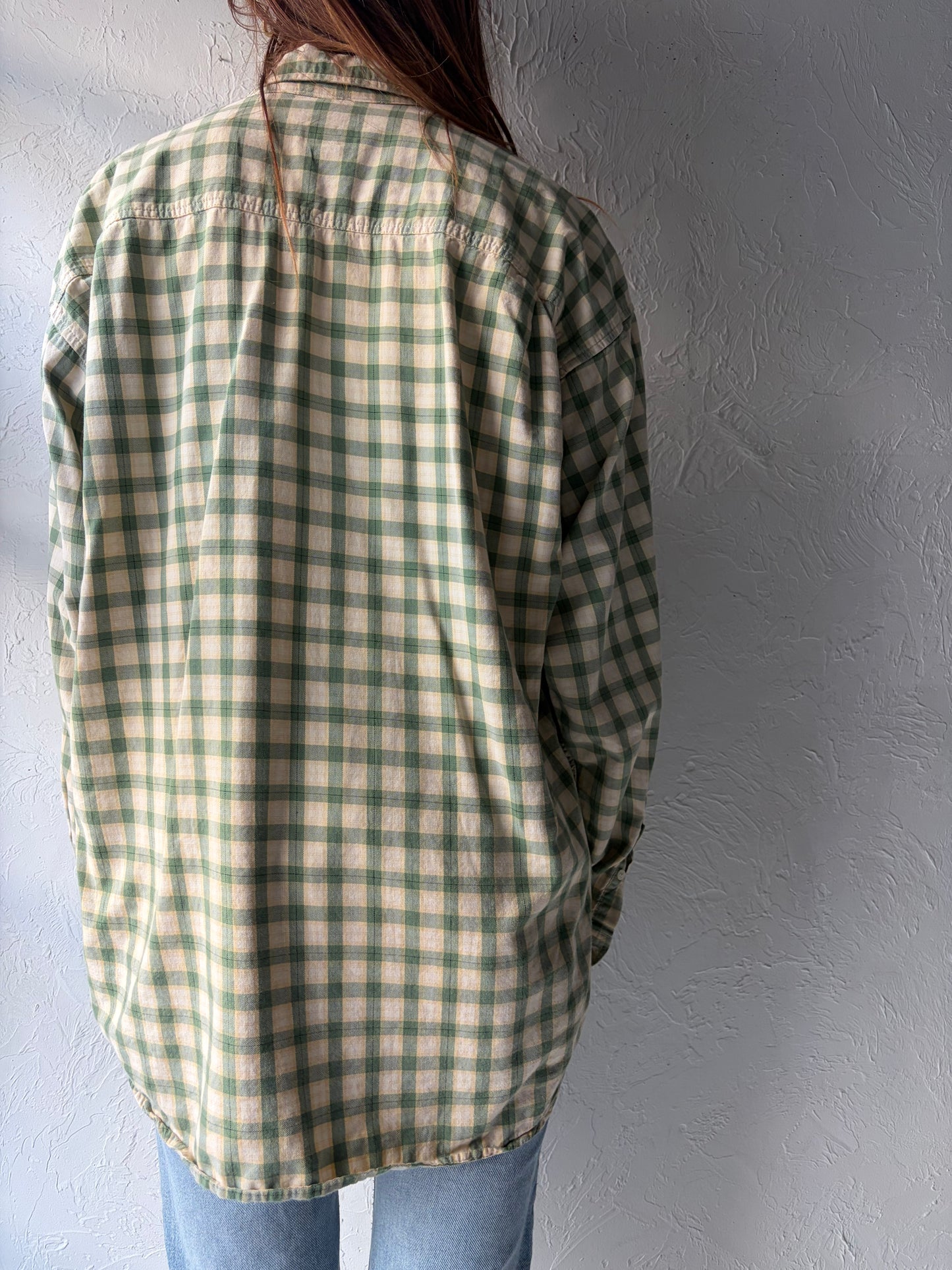 Y2k 'Gap' Green Plaid Preppy Normcore Academia Button Up Shirt / Large
