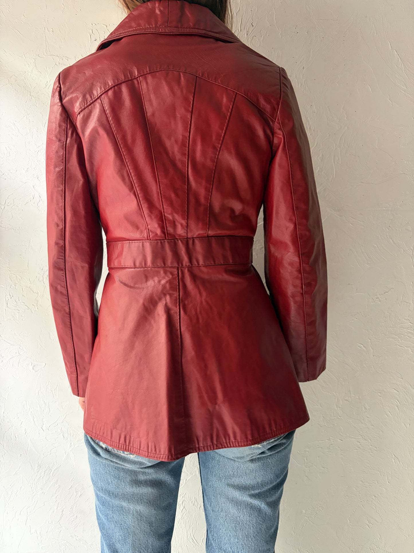 70s 'Sears' Burgundy Leather Jacket / Small