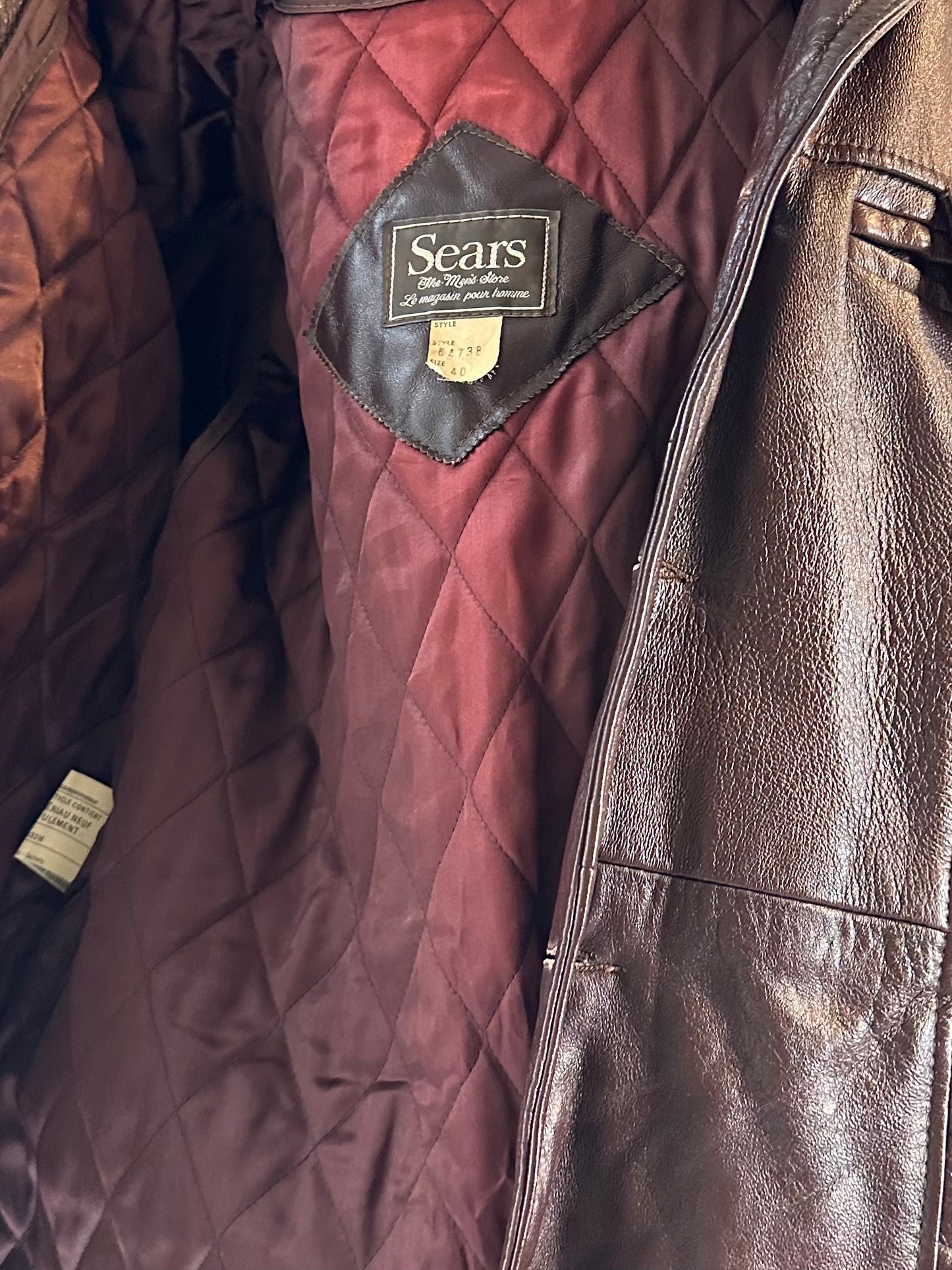 70s 'Sears' Burgundy Leather Jacket / Large