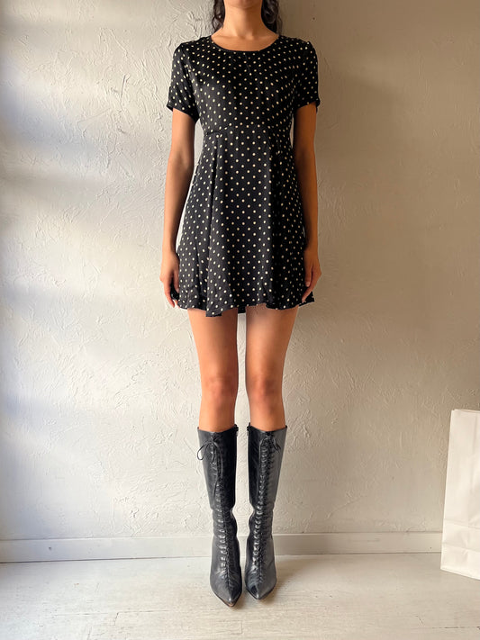 Y2k 'Betsey Johnson' Black Polka Dot Mini Dress / Small