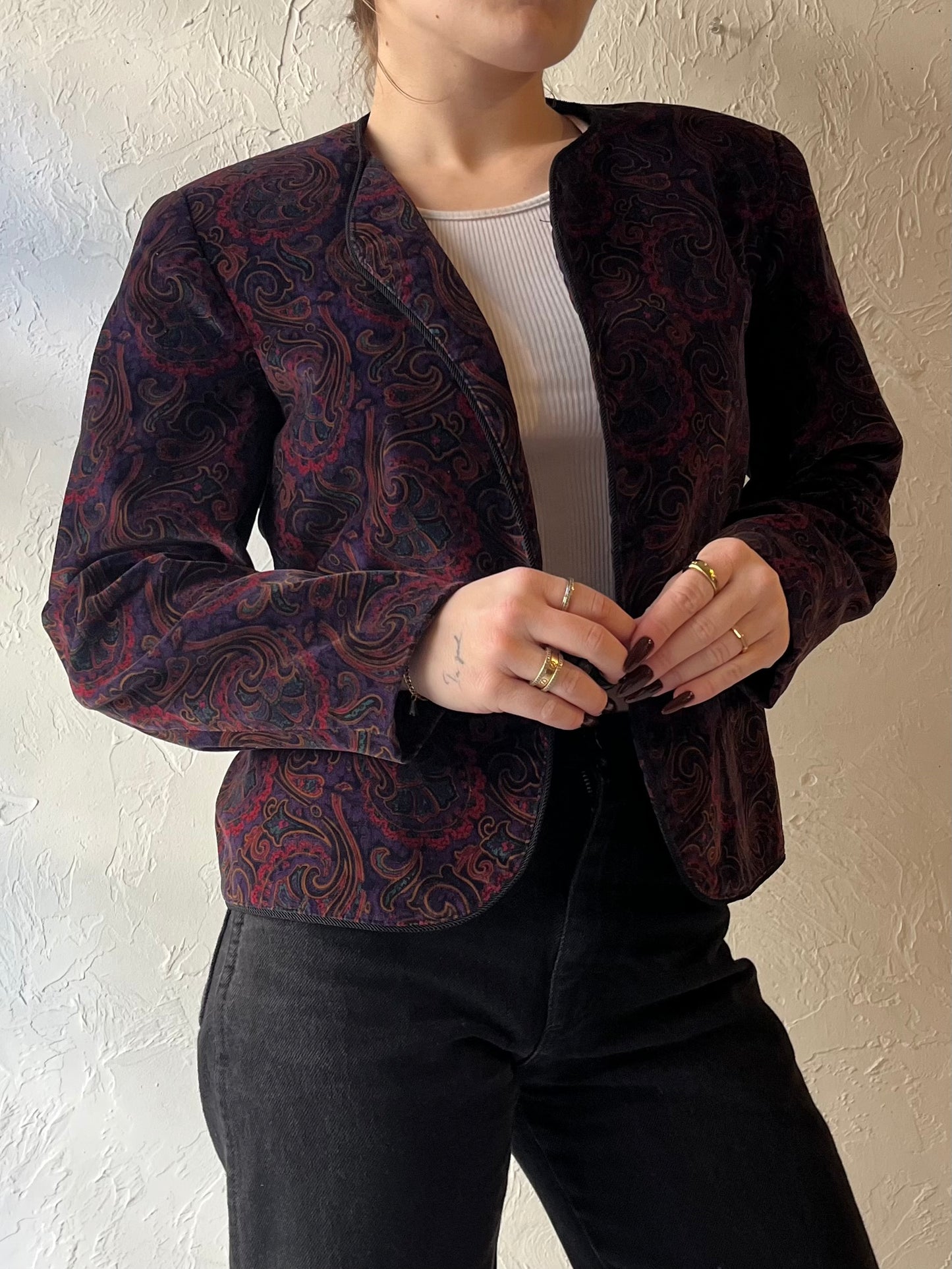 90s ‘Bryn Connelly’ Paisley Velvet Jacket / Small - Medium