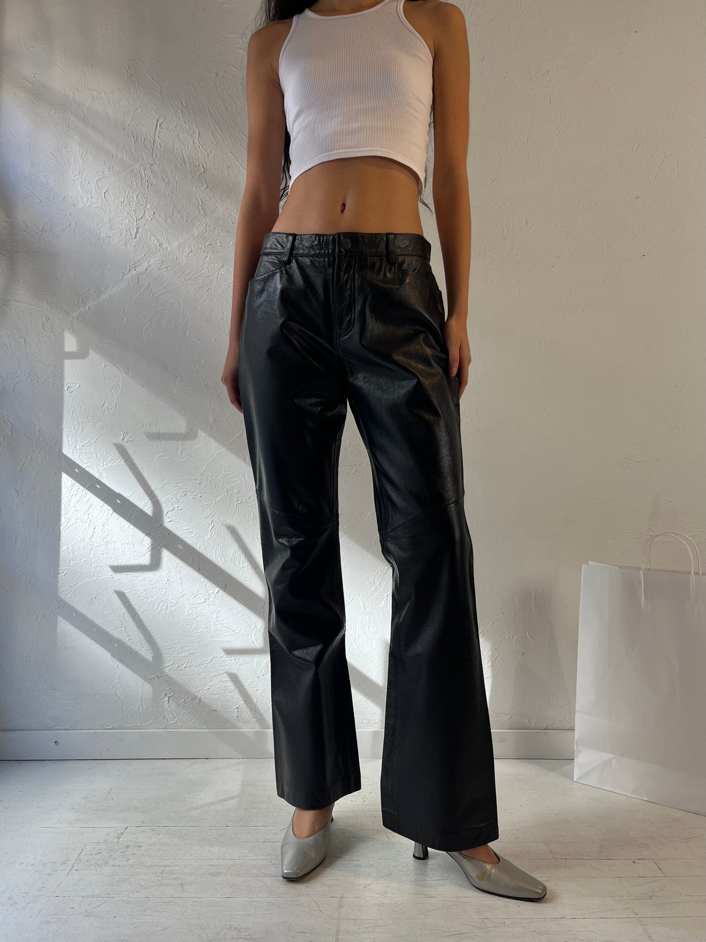 Y2K ‘Gap’ Bootcut Leather Pants / Medium