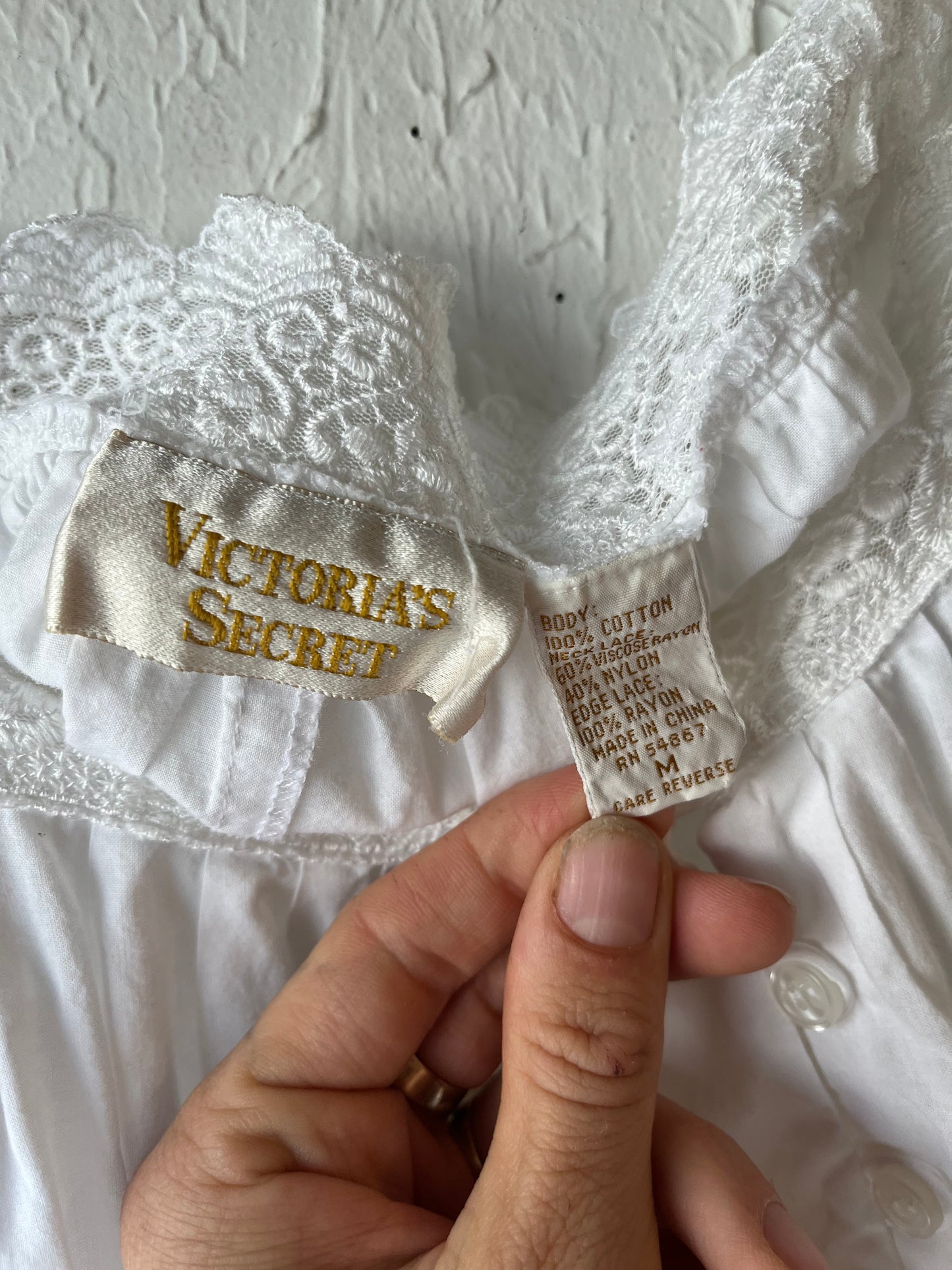 Vintage 'Victorias Secret' Gold Label White Cotton Dress / Medium