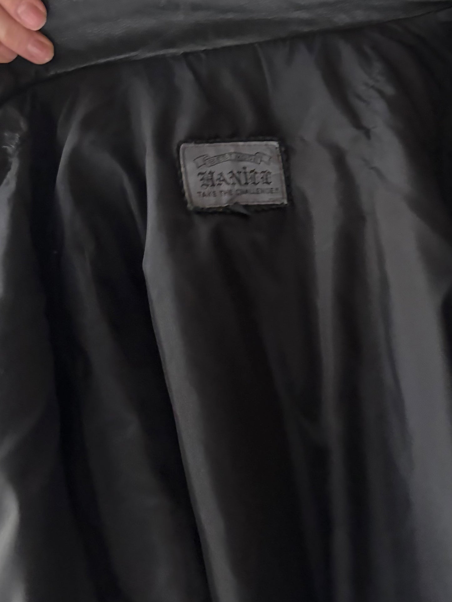 90s Black Leather Bomber Jacket / Large