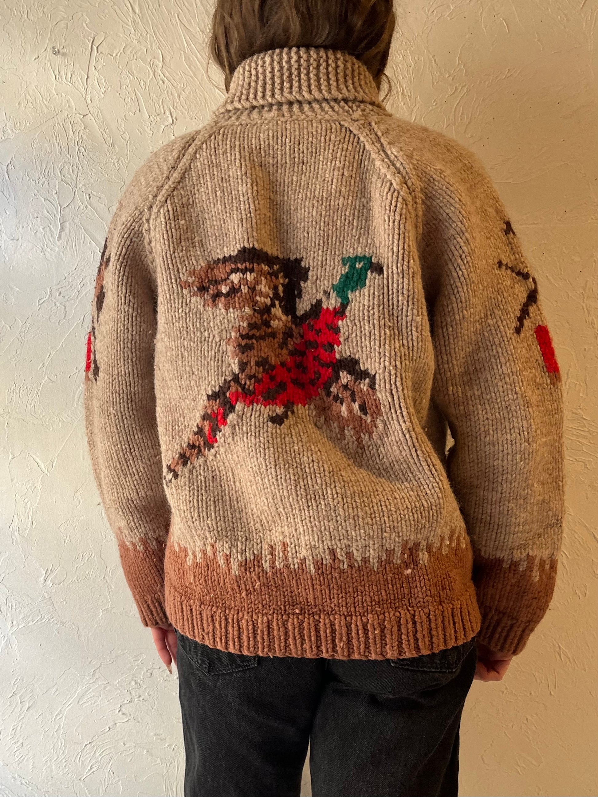 Vintage Hand Knit Wool Hunting Sweater / Small