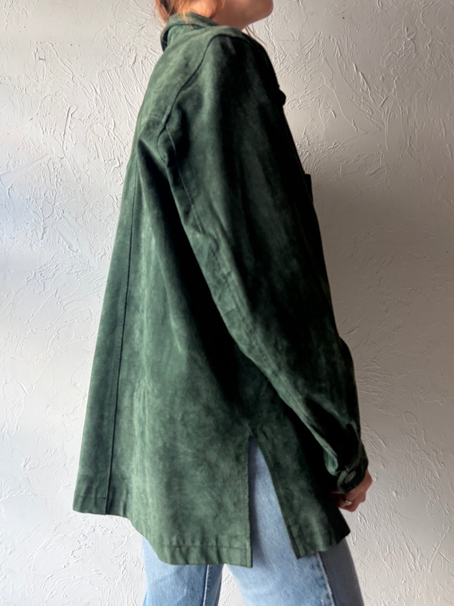 Y2k 'Great Northwest' Green Suede Chore Jacket / XL