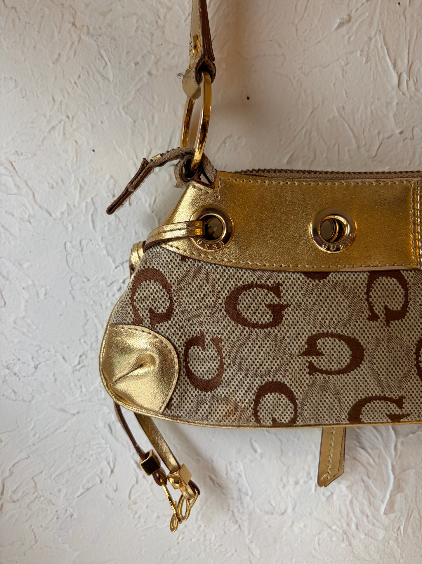 Y2K ‘Guess’ Gold Mini Monogram Purse