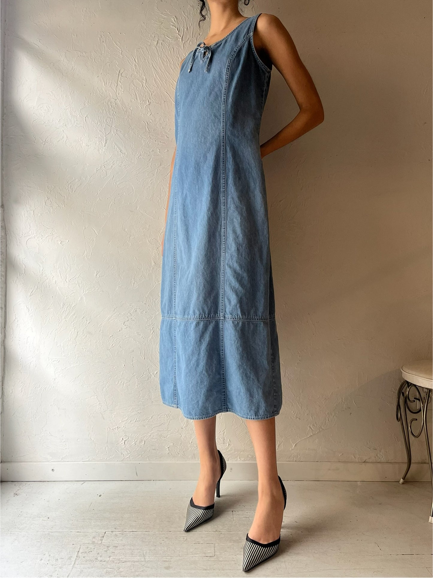 90s 'Uni Mondo' Denim Dress / Medium