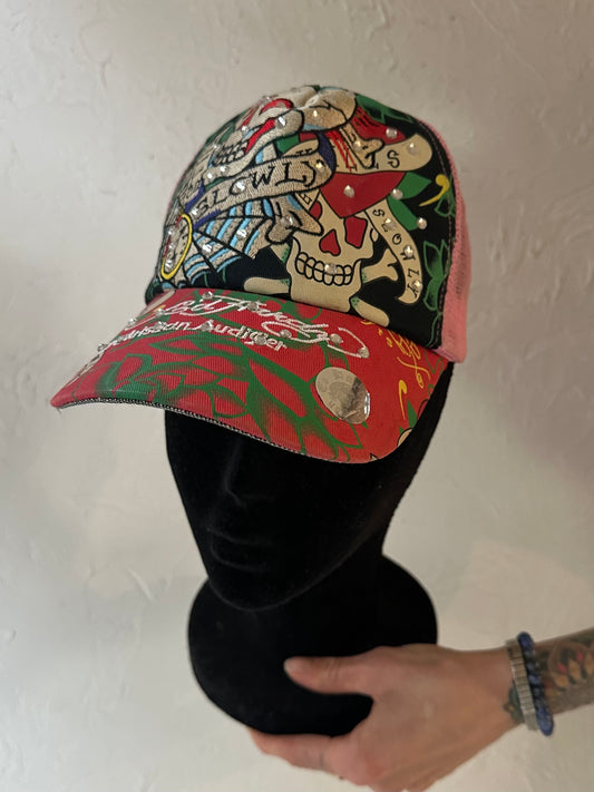 Y2K ‘Ed Hardy Christian Audigier’ Pink Trucker Hat