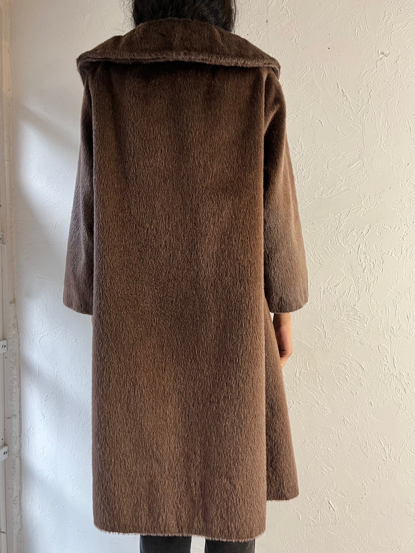 80s 'Brazotta' Brown Faux Fur Coat / Medium