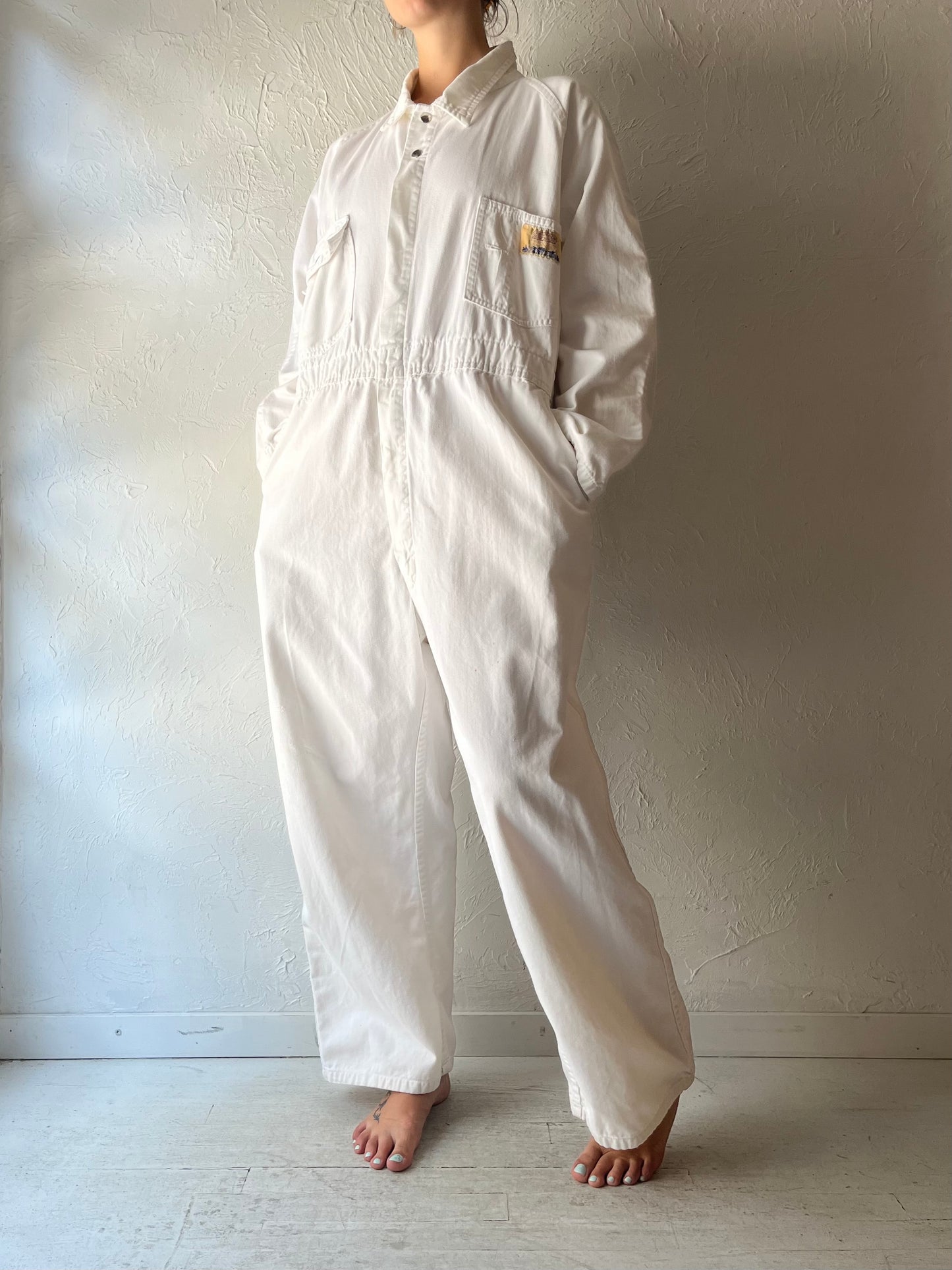 80s 'SBG' White Denim Workwear Coveralls / XLarge