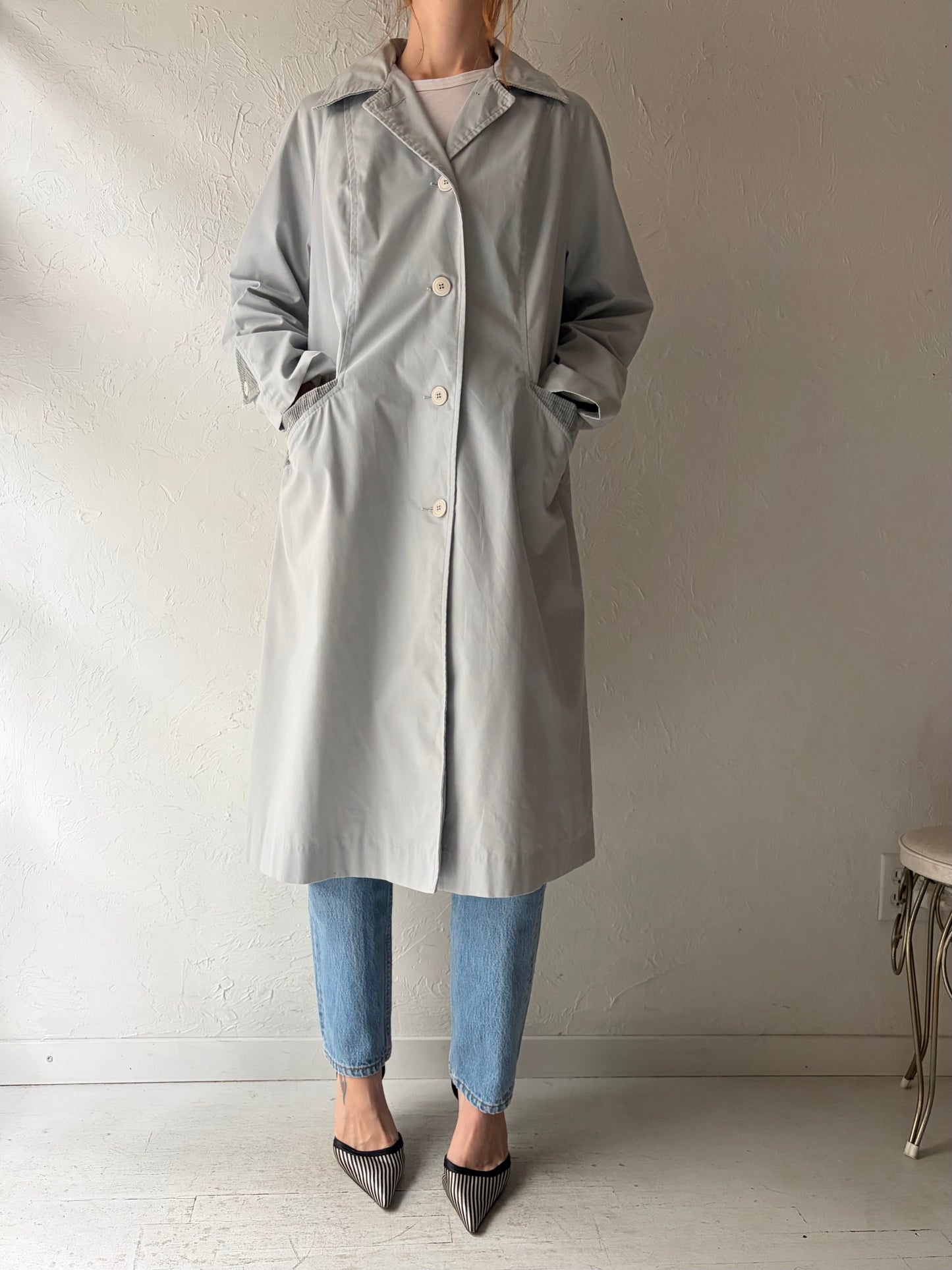 80s 'Niccolini' Grey Trench Coat / Small