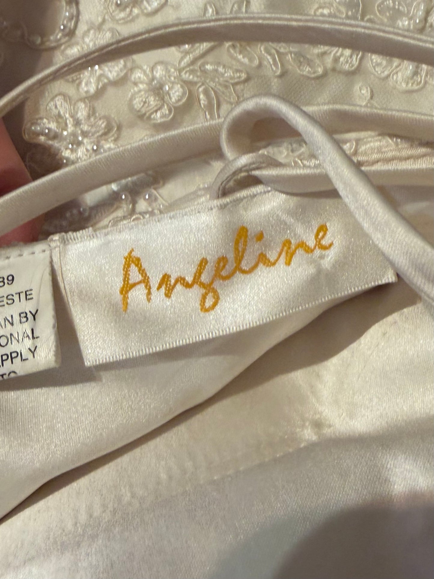 Y2k 'Angeline'  Cream Lace Up Foral Wedding Dress / Medium
